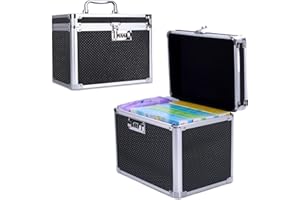 BUANSON Security Lock Boxes Black,Lockable Storage Box Medicine,Code Lock Box Jewelry,Combination Lock Box for Office,Cosmetic Storage Box-7.25"x7.75"x10"