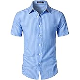 JEMITOP Men's Knit Shirt Summer Casual Short Sleeve Button Down Shirt for Beach Vacation