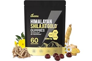 VIVONU Shilajit Gummies, micronutrient Supplement, Himalayan Premium Ingredient Shilajit - Ashwagandha, Gokshura, Fulvic Acid & 85+ Trace Minerals I for Men, Women I Non-GMO I 100% Natural & Organic