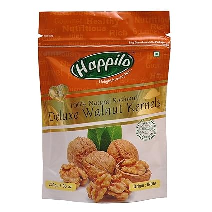 Happilo Deluxe 100% Natural Kashmiri Walnut Kernels, 200g (Pack of 5)