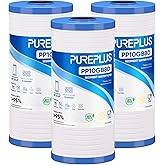 PUREPLUS AP810 Whole House Grooved Sediment Water Filter, Replacement Cartridge for 3M Aqua-Pure AP810, AP811, AP801, AP801-C, AP801T, AP801B, Whirlpool WHKF-GD25BB,WHKF-DWHBB,5 Micron 10"x4.5", 3Pack