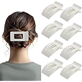 8 Pack Flat Hair Clips for Women – Sleek Non-Slip Claw Clips with Strong Hold, Minimalist Hair Accessories for Bridal, Office, or Everyday Wear (Glossy White)