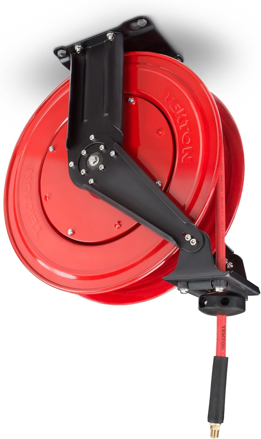 TEKTON 50-Foot by 3/8-Inch I.D. Dual Arm Auto Rewind Air Hose Reel with USA-Made Rubber Air Hose (250 PSI) | 46875 - - 