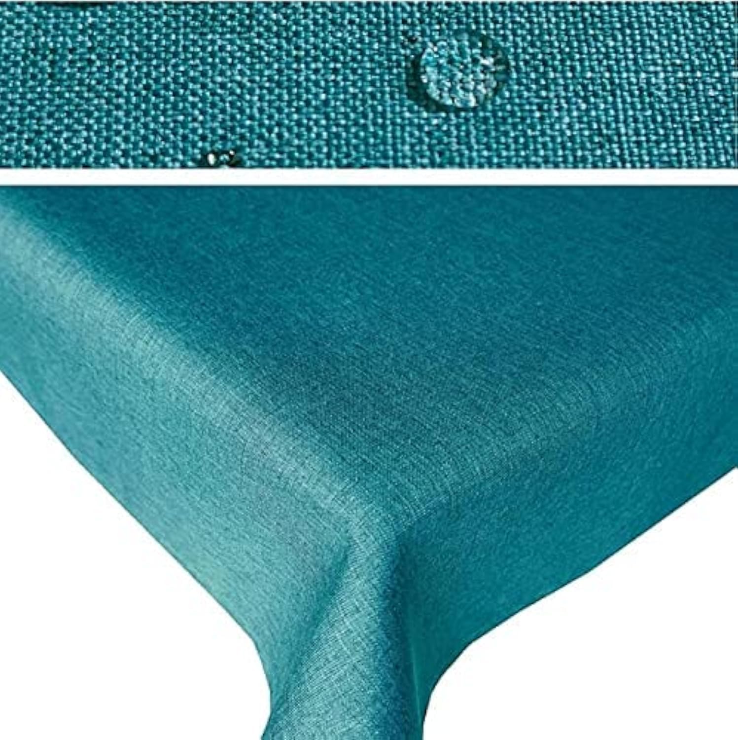 texpot Stain-Resistant Tablecloth, White, Choice of Sizes, Wrapped Hem, Easy Care, Waterproof, 110 x 140 cm, Petrol Blue