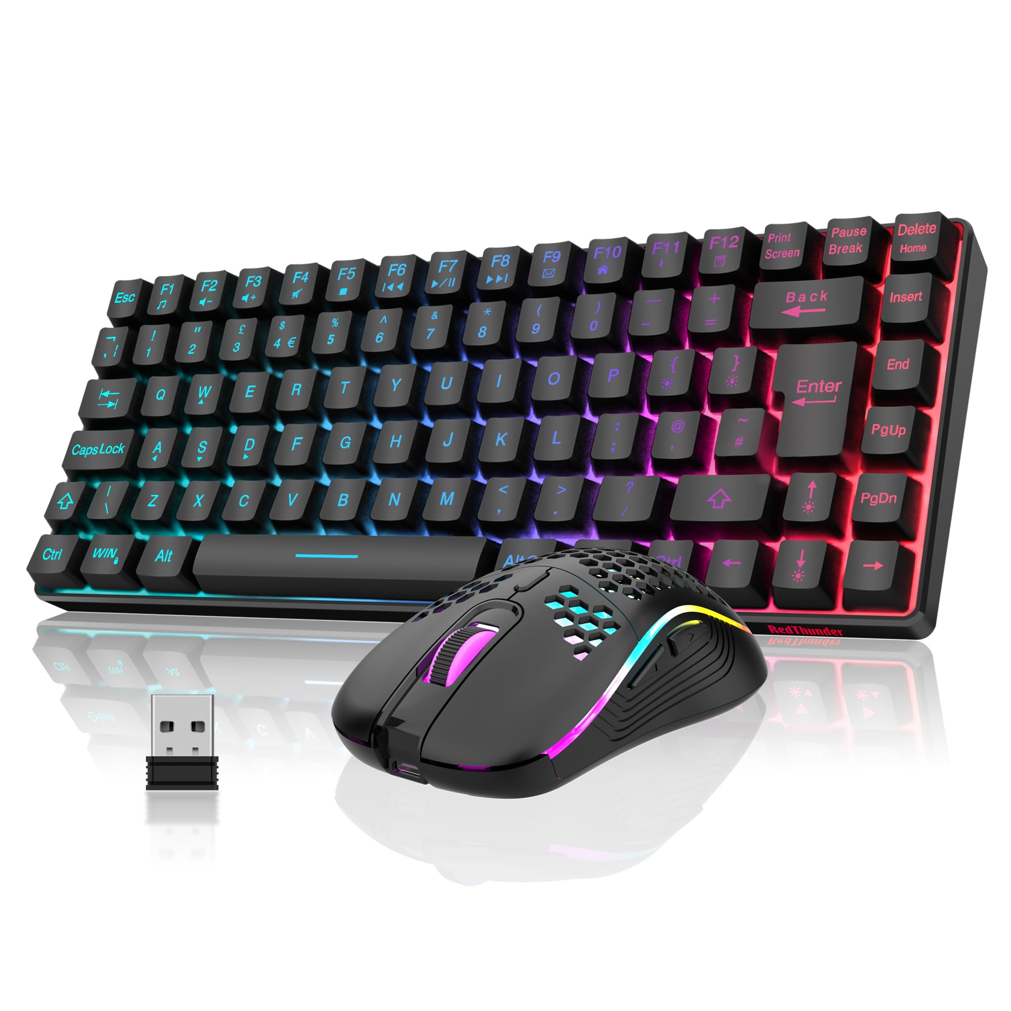 Layout 85 Mua K84 75% Wireless Gaming Keyboard and Mouse Rainbow Backlight UK ...