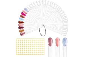 BQAN 50Pcs Nail Swatch Sticks with Ring, Nails Art Polish Display | Nail Practice Sticks | False Nails Sample Stick for Home or Salon Use