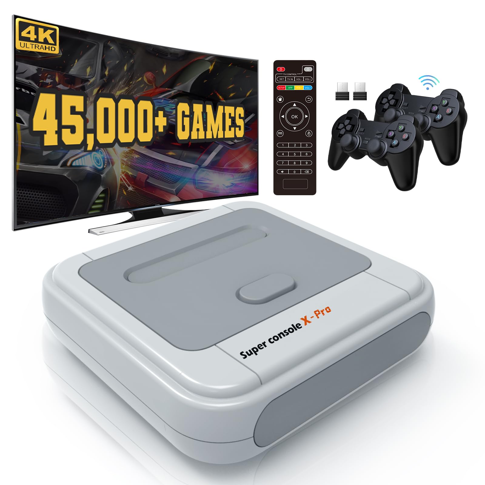 Photo 1 of Kinhank Retro Game Console 64GB, Super Console X PRO Built-in 45,000+ Games, Video Game Console Systems for 4K TV HD/AV Output, Dual Systems (64G)