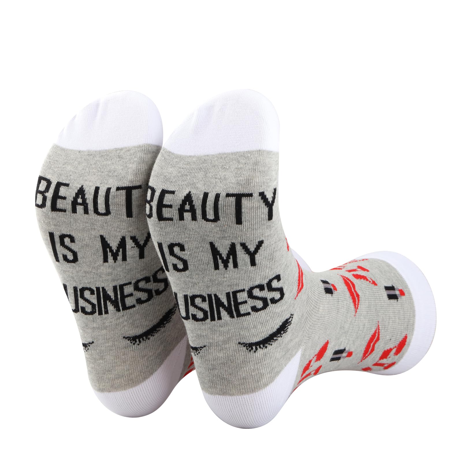 PLITI Lash Girl Gift Lash Boss Gift 2 Pairs Beauty Is My Business Socks For Makeup Artist Hairdresser Esthetician Gift (beauty business socksU)