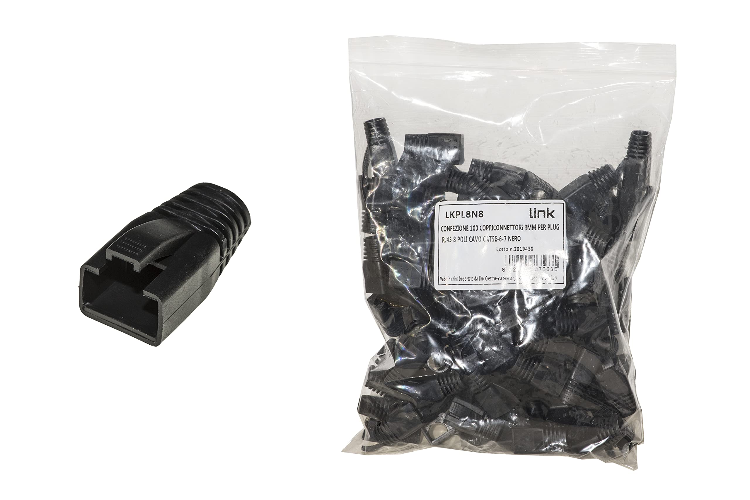 LINK lkpl8 N lkpl8 N Pack of 100 copriconnettori 6 mm for Plug RJ45 8 pin Cable Cat 5e- 6, (Blacks)