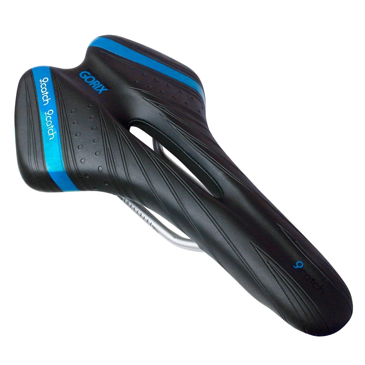 GORIX Comfortable Cushion Bike Saddle with Rail Mountain Road Bike for Men and Women (A6-1) (Black × Blue)