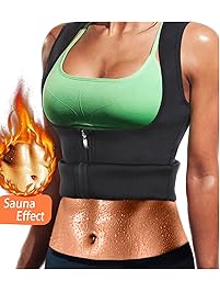 LODAY Women Neoprene Sauna Sweat Waist Trainer Vest with Zipper for Weight Loss Gym Workout Body Shaper Tank Top Shirt