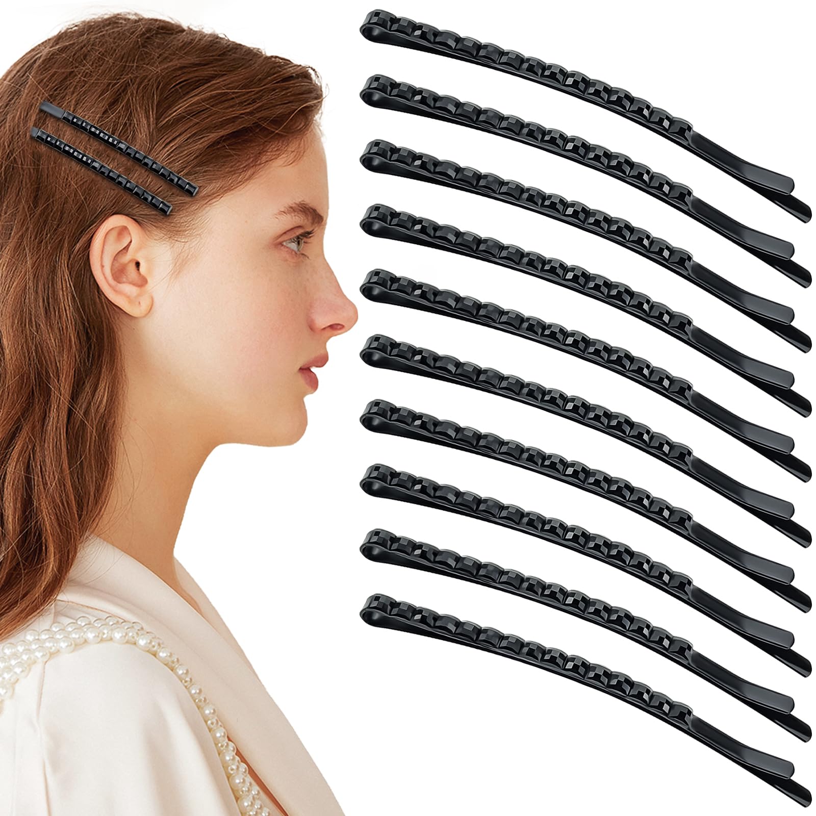 Photo 1 of 40 Pcs Black Rhinestone Jumbo Bobby Pins, 3.34 Inch Metal Hair Clips Sparkly Crystal Diamond Hair Pins Decorative Shiny Hair Barrettes Hair Accessories for Women Thick Long Updo Hair Style