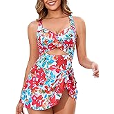 MFAVIP One Piece Swimsuit Women Tummy Control Swim Dress Sexy Criss Cross Tie Back Bathing Suit