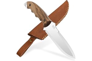 BPSKNIVES BPS Knives HK2 CSH - Handmade Carbon Steel Fixed Blade Full Tang Knife - Hunting Bushcraft Camping With Leather Sheath - Outdoor Scandinavian Camp Knife