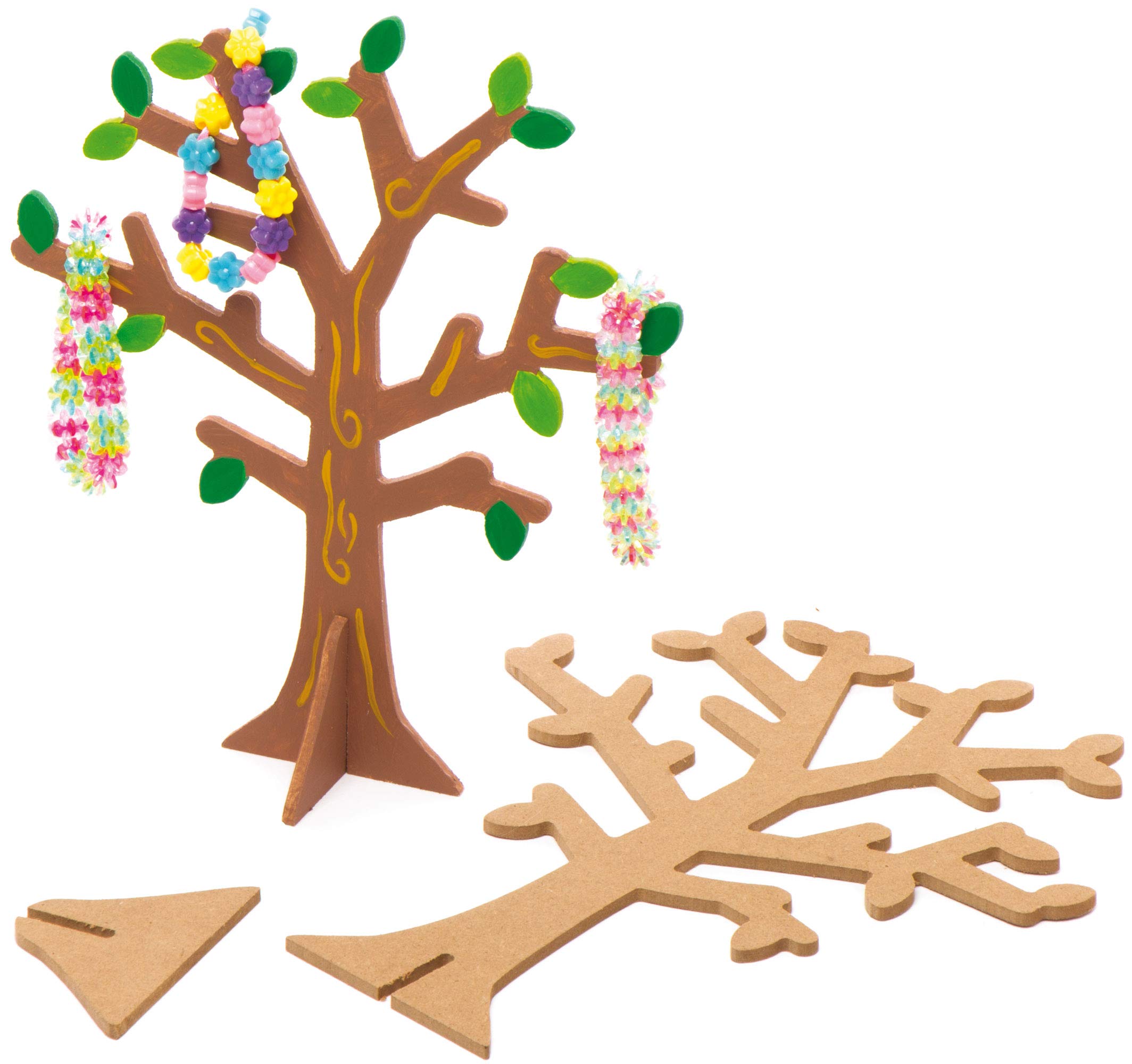Baker Ross AW357 Wooden Jewellery Trees (Pack of 2) For Kids to Decorate, Personalise and Hang Jewellery