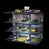 1/64 Scale Die-cast Car Display Case Organizer - Parking Diorama with LED | Compatible with Hot Wheels Matchbox Mini GT,for Toy Car Display and Storage 20 Parking Spaces