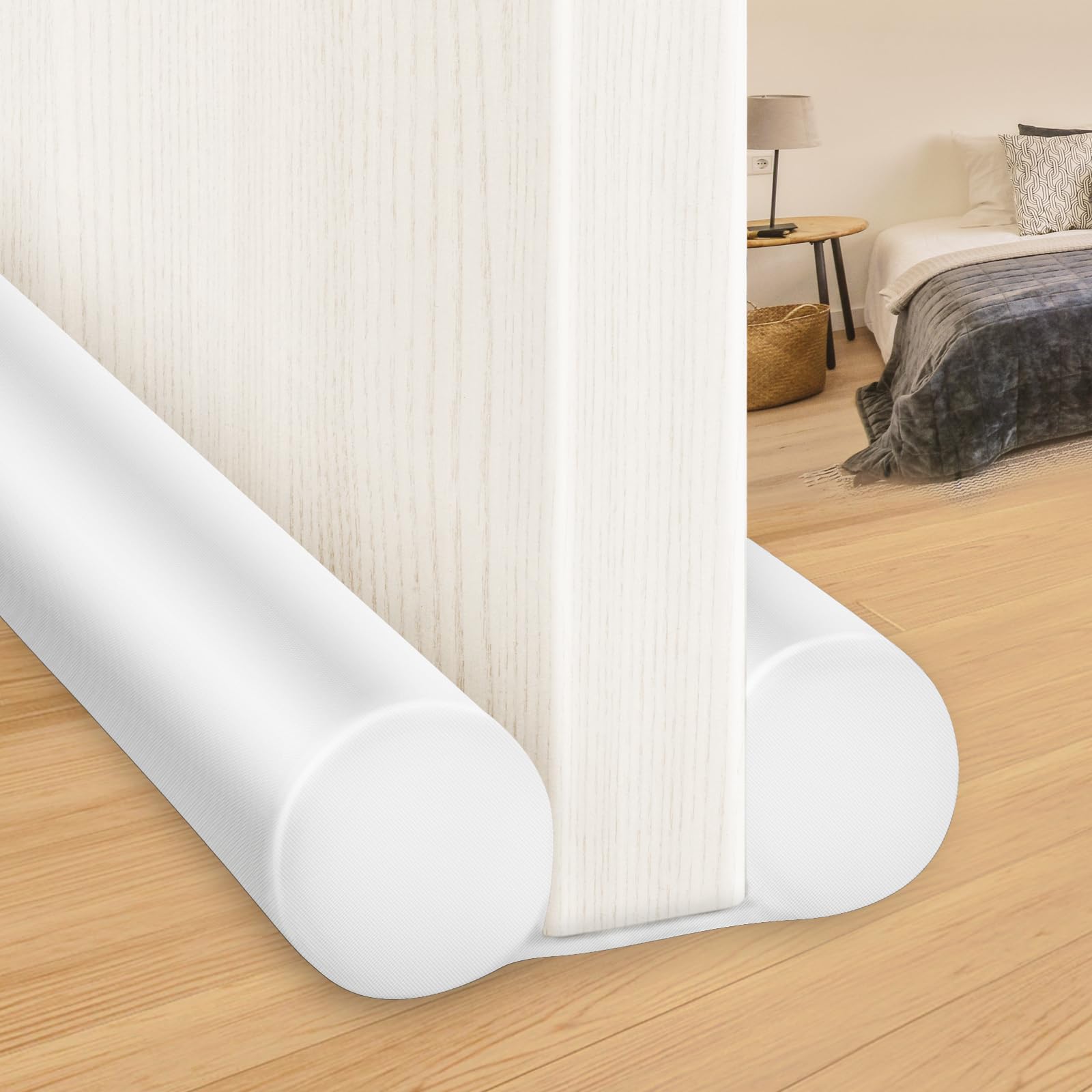 MAXTID Under Door Draft Stopper White 32Inch, Weather Stripping Door Seal, Door Sweep for Exterior & Interior Doors Door Bottom Seal Dust and Noise Insulation Large Door Draft Guard of Doors Blocker