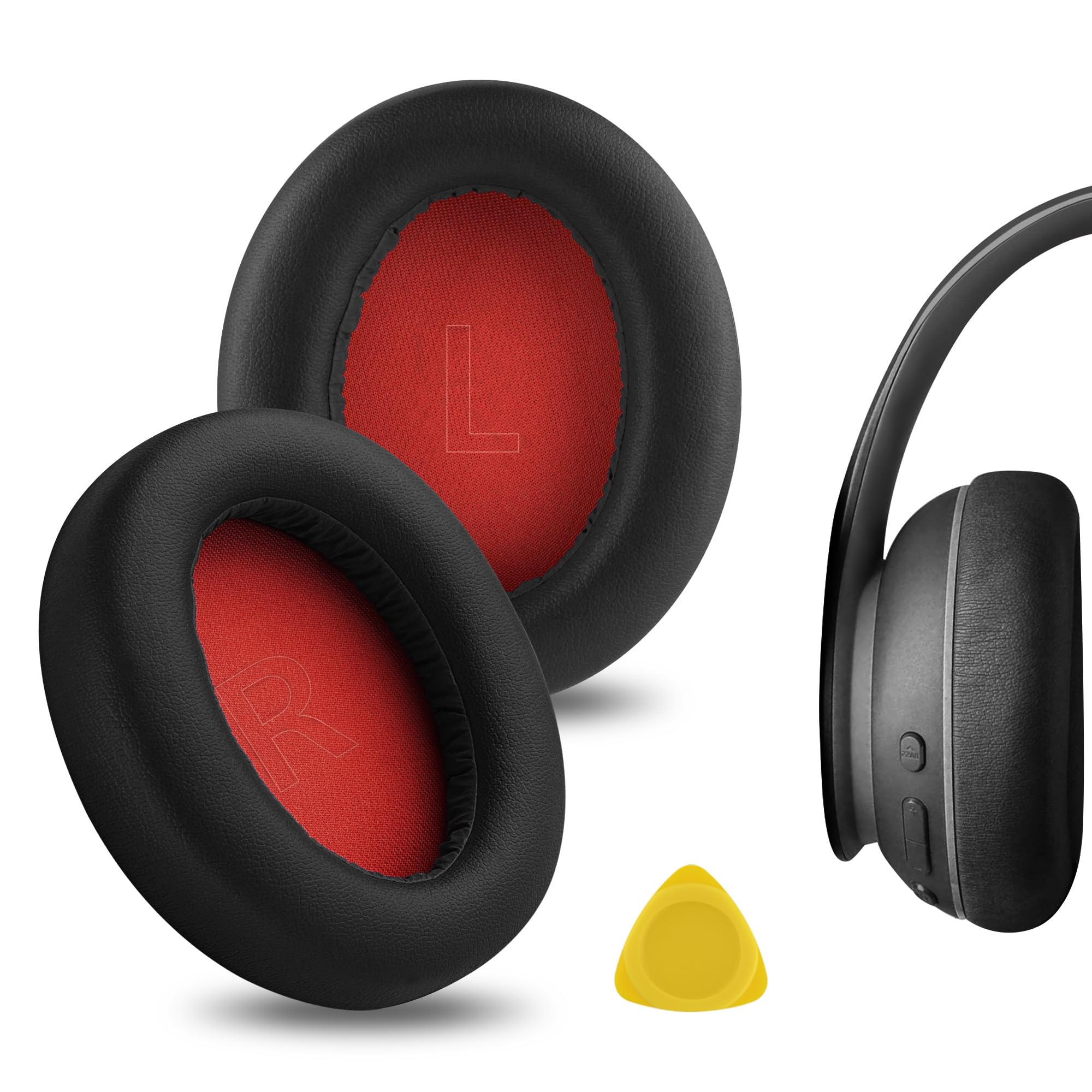 Geekria Replacement Ear Pads Compatible with Anker Soundcore Life Q10, Life Q10BT, Life 2 NEO BT Headphones, Ear Cushions (Black/Red)