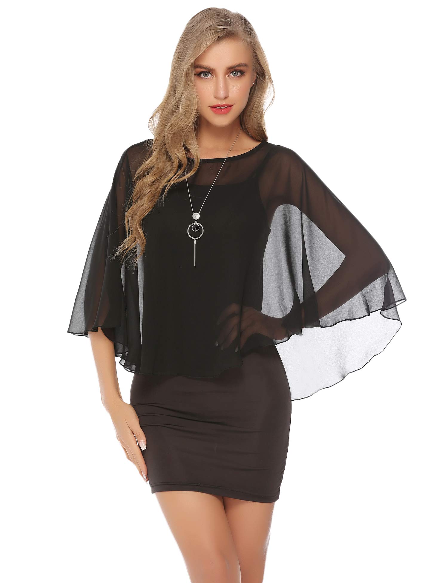 Abollria Womens Shawls Wraps Sheer Bridesmaid Chiffon Capes for Wedding Dresses Abollria Womens Shawls Wraps Sheer Bridesmaid Chiffon Capes for Wedding Dresses