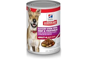 Hill's Science Diet Adult 1-6, Adult 1-6 Premium Nutrition, Wet Dog Food, Beef & Vegetables Stew, 12.8 oz Can, Case of 12