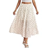 MakeMeChic Women's Ditsy Floral Print Elastic Waist Ruffle Flared Hem Maxi Skirts