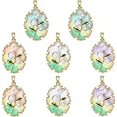 COGCHARGER Flower Charms for Jewelry Making Brass Enamel Vintage Oil Painting Pendants for Bracelet Earring Necklace