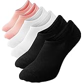 WANDER No Show Socks Women Low Cut Thick Cushion Cotton Socks Non Slip Invisible Casual Socks 6 Pairs