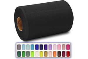 MIGLORIA Black Tulle Fabric Roll 6 Inch X 300 FT (100 Yards) Matte Tulle Ribbon Netting Mesh Spool for DIY Tutu Skirt Wedding Bow Gift Wrapping Baby Shower Christmas Party Halloween Decorations