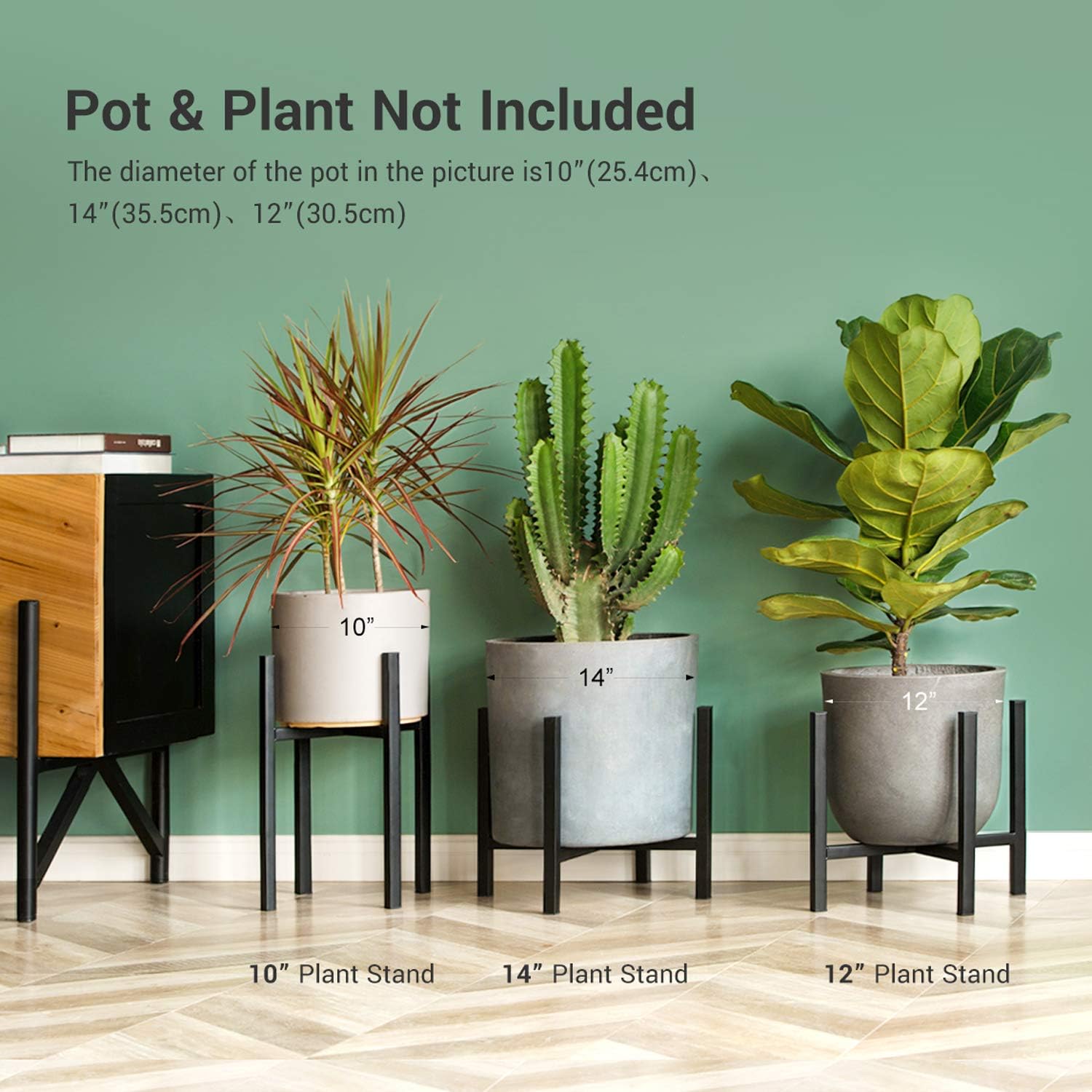 Mkono Plant Stand Mid Century Modern Tall Metal Pot Stand Indoor (Plant Pot Not Included) Flower Potted Plant Holder Plants Display Rack, Fits Up to 10 Inch Planter : Garden & Outdoor