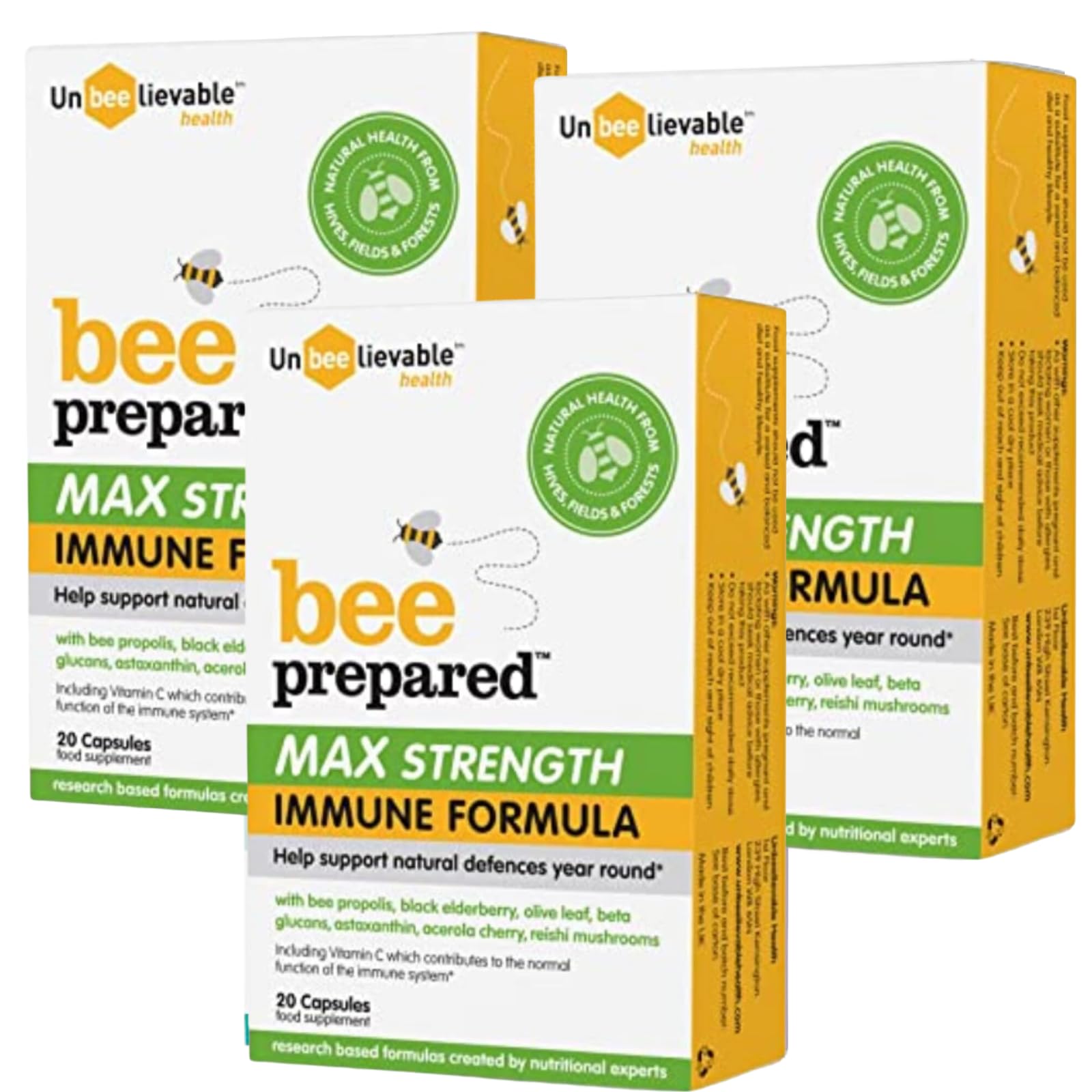 Unbeelievable Health Bee Prepared Max Strength Immune System Formula - Created by Nutritional Experts - Contains Bee Propolis, Elderberry and More – Immunity Support Supplement