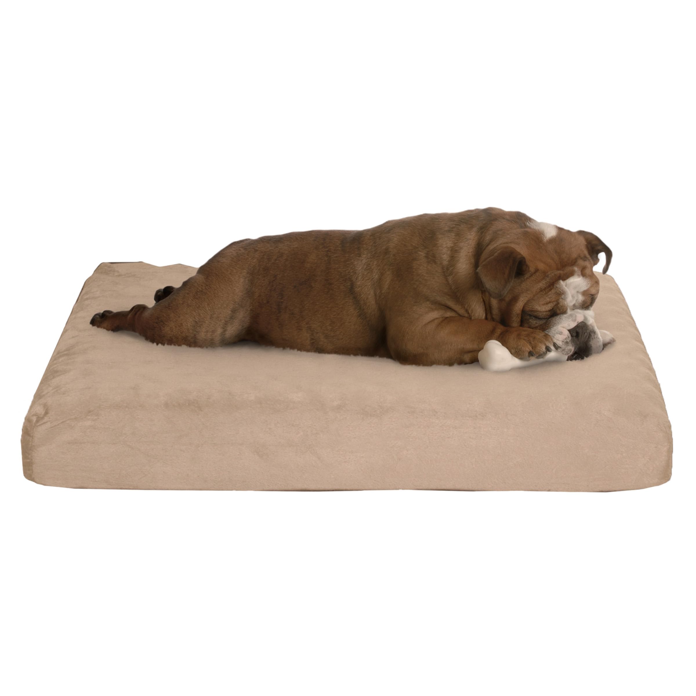 Petmaker Memory Foam– 2-Layer Orthopedic Dog Bed with Machine Washable Cover - 26 x 19 for Medium Dogs up to 40lbs (Tan)