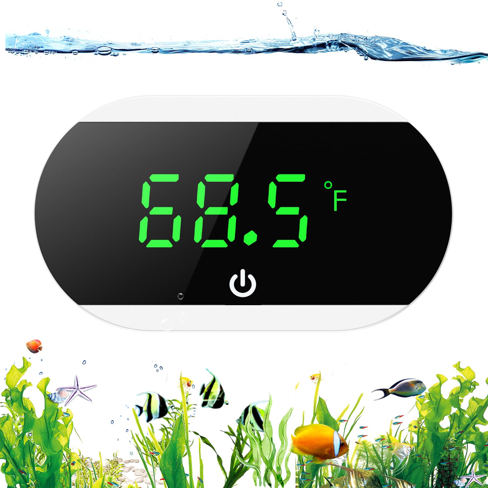 ORIA Fish Tank Thermometer, Aquarium Thermometer Digital, ℃/℉ Switch, LED Display, Stick-on Aquarium Temperature Gauge for Tortoise, Turtle, Aquariums, Tropical Fish Tank Accessories