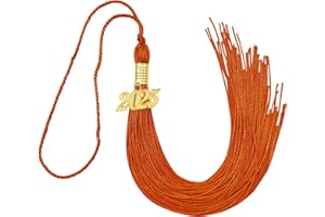 AOUETNAY 2025 Graduation Tassel, Orange Tassel for Graduation Cap with 2025 Year Gold Charm for Ceremony Accessories