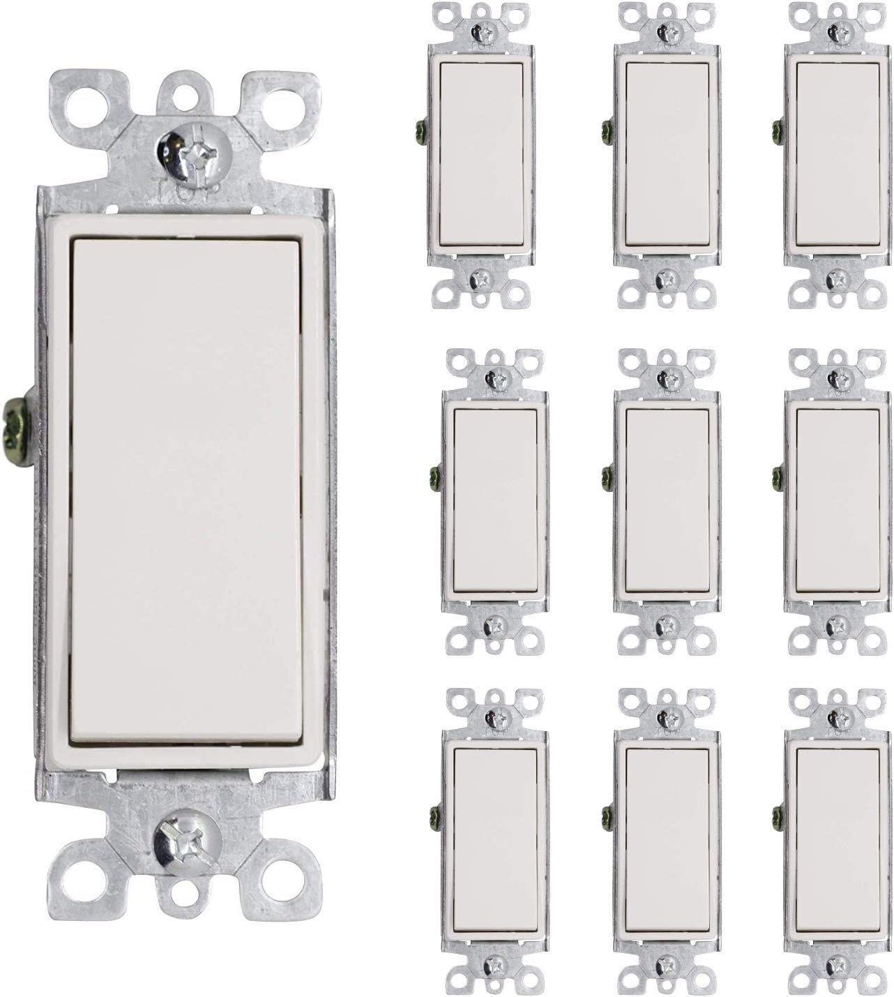 15A Decorative 3 Way Electrical Wall Outlet Switch, Standard Size