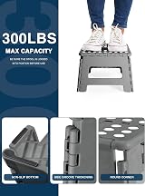HOUSE DAY 9 Inch Folding Step Stool with Carry Handle Grey view 2
