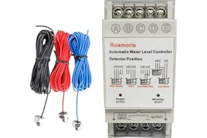 Roamoris Automatic Water Level Controller,Liquid Level Sensor ,Auto 12V Pump Float Switch Relay ,Pump Control with 6.5ft Detector,for Water Tank,4 Modes,NC02