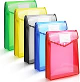 Vicloon A4 Plastic Wallets 5pcs with Snap Closure Folders Blue Yellow Red Green