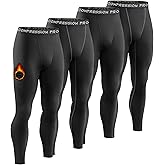 Dalavch 4 Pack Men Thermal Compression Pants,Fleece Lined Heated Leggings for Cold Weather Sports Athletic Winter Baselayer