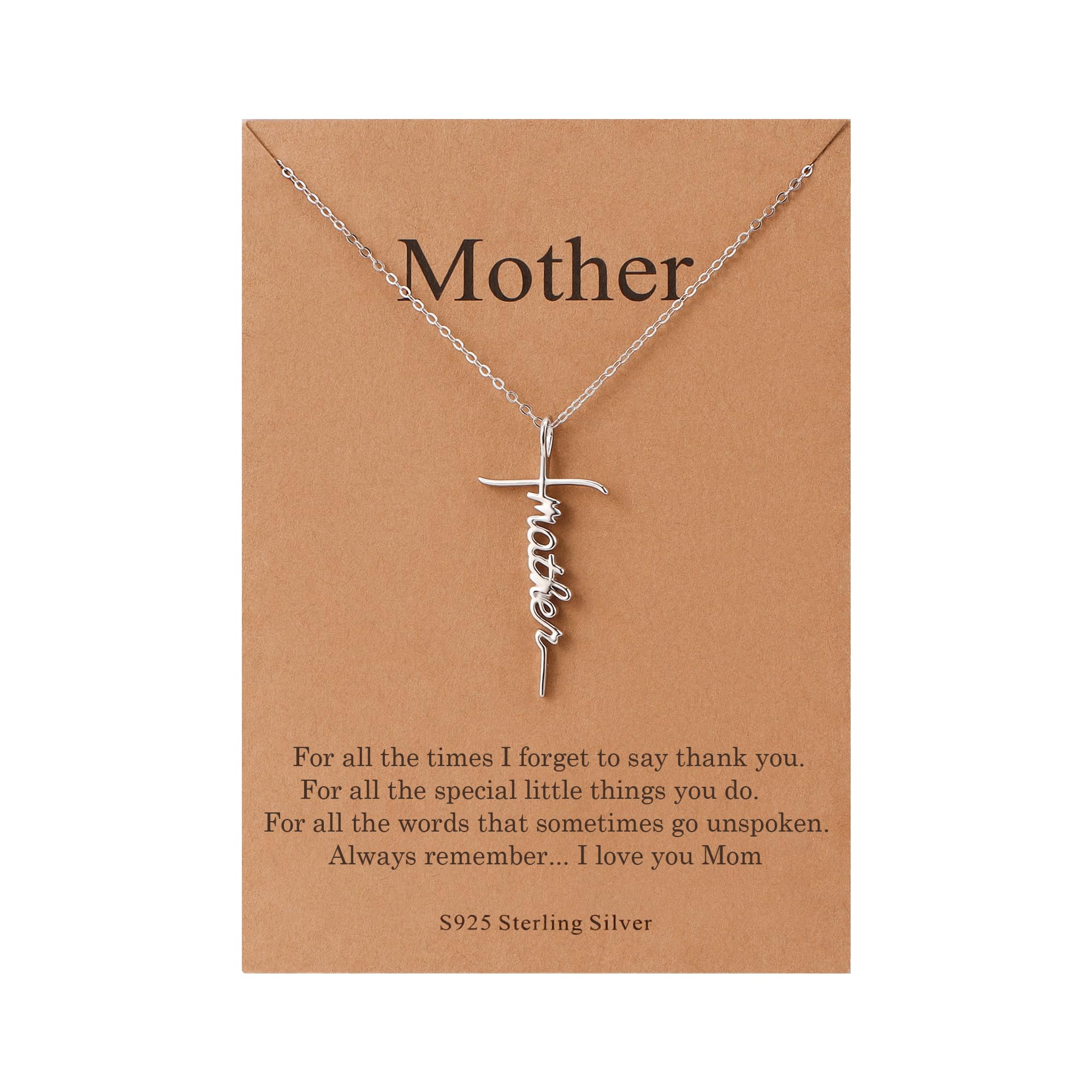 Lcherry Mother Cross Necklace for Women S925 Sterling Silver Mother Necklace Religious Jewelry for Women Image