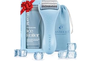 PLANTIFIQUE Facial Ice Roller - Puffiness Cryotherapy Skin Care Massage Tool - Stainless Steel Roller for Men & Women - Metal Massager for Face, Eyes and Body