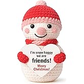 Touodo Handmade Crochet Snowman Plush with “Snow Happy We are Friends” Card – Cute Winter Gift for Friends, Christmas Decor, Holiday Stocking Stuffer, Small Desk Decor