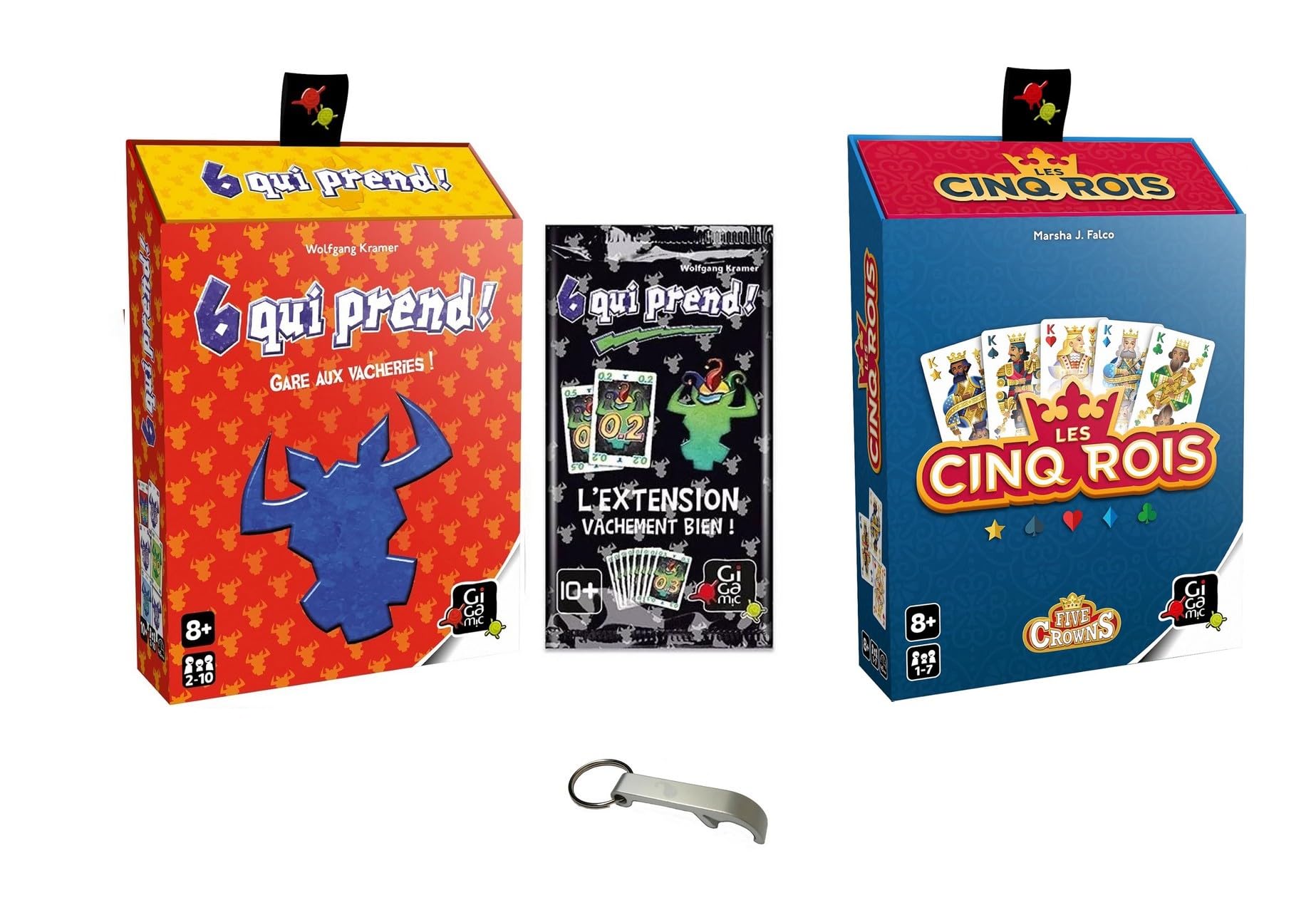 Set of 2 games: The Five Kings + 6 Who Grasp + 1 Expansion Vachement Well + 1 Yoyo Blumie