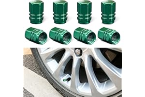 Ziciner 8 PCS Car Tire Valve Stem Caps, Aluminum Alloy Wheel Valve Covers with Rubber O-Ring, Corrosion Resistant Leak-Proof Tire Air Cap Set, Universal for SUV, Truck, Motorcycle, Bike (Green)