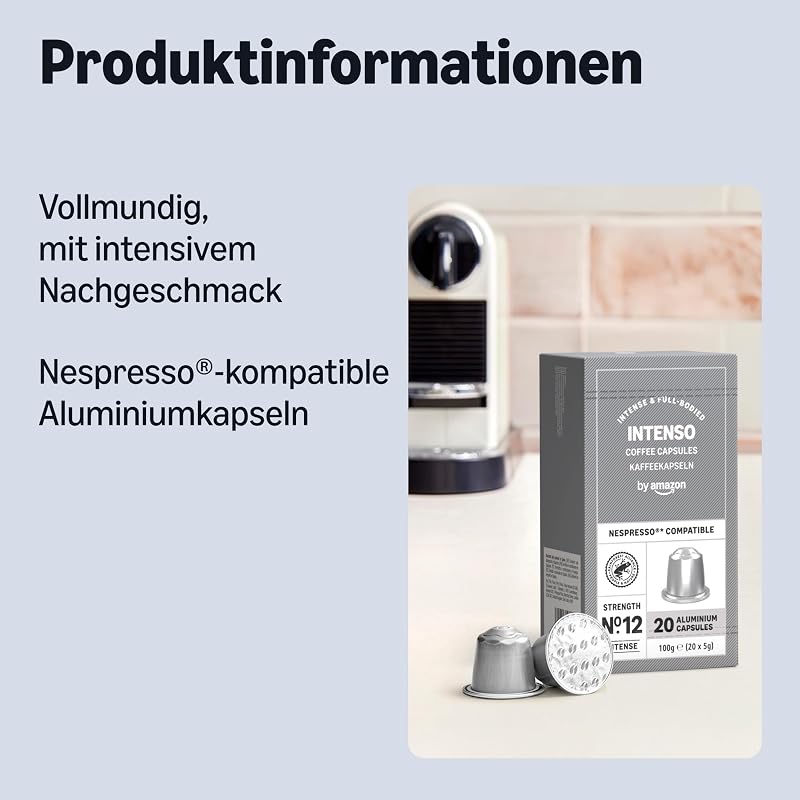 Intenso Aluminium-Kaffeekapseln, kompatibel mit Nespresso, Dark Roast, 100 Stück (5 Packungen mit je 20 Stück) – Rainforest Alliance zertifiziert