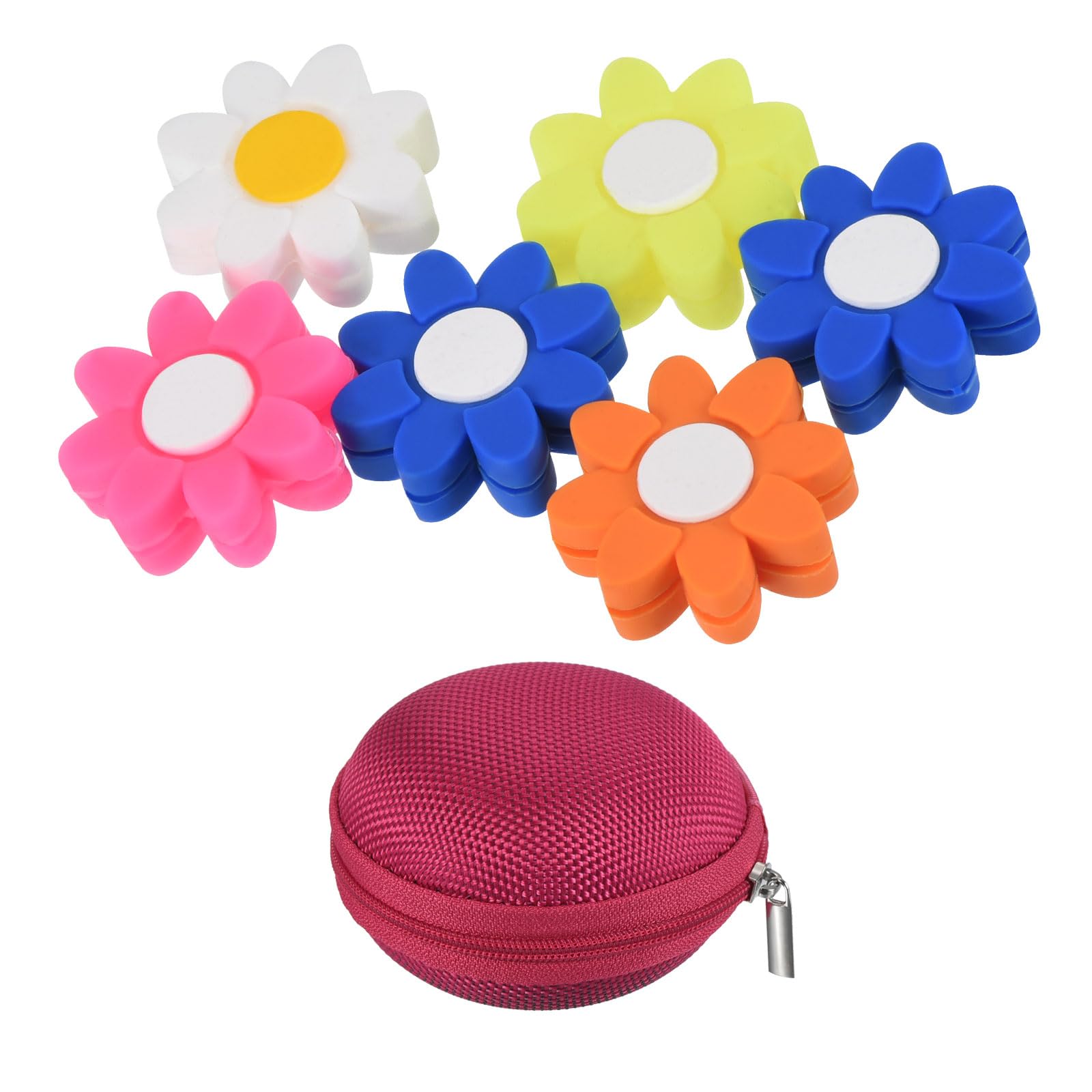 PATIKIL Tennis Vibration Dampener in Rose Red Gift Case, 6 Pack Shock Absorber for Your Tennis Racket & Strings, Blue, White, Orange, Yellow, Pink