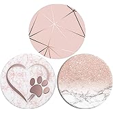 Foldable Phone Stand 360° Rotating Grip for Phones and Tablets (3 Pack) - White Heart Rose Gold Geometry Rose Gold Marble