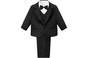 A&J DESIGN Baby Tuxedo 5-Piece Set Jacket & Shirt & Vest & Pants & Bowtie 6 Months - 3T