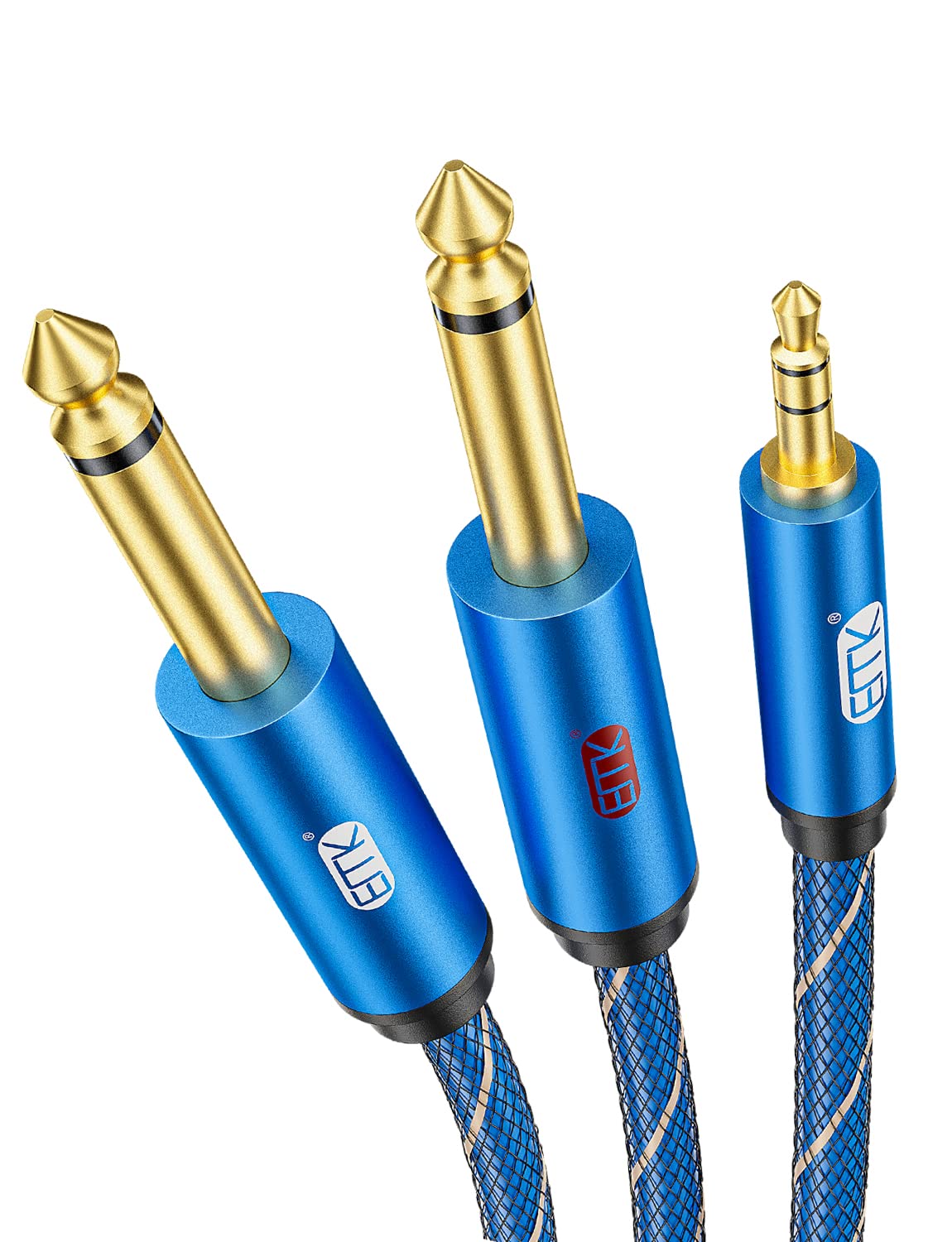 EMK 3.5mm Male TRS to Double 6.35mm 1/4" Male TS Stereo Audio Cable, 1M 3.5 to 6.35 Splitter Cord for Home Stereo Systems,Laptop,Amplifier,Mixer Audio Recorder,MP3,etc