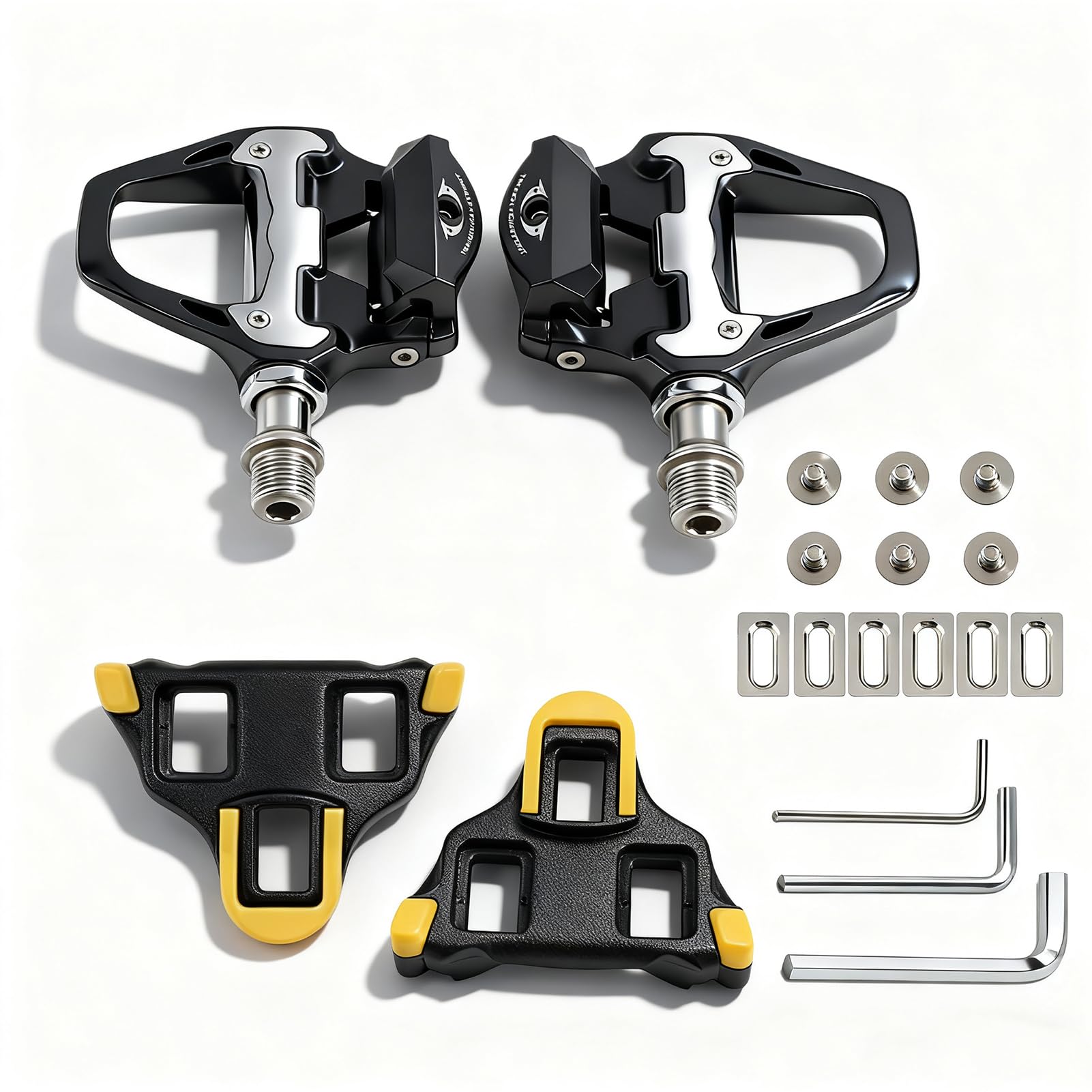Für Rennradpedale, R21 Self Locking Clipless Fahrradpedale mit Cleats Set, Aluminiumlegierung 9/16“ Radfahren Pedale kompatibel mit für -SL-System