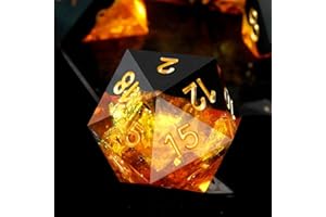 Haxtec Galaxy DND Dice Set Sharp Edge Dice with Dice Case Handmade Yellow Black Resin D&D Dice Set for TTRPGs Compatible with Dungeons and Dragons Gifts